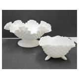 L.E. Smith? 5.5" & Fenton Ruffled Glass 10 1/4" w