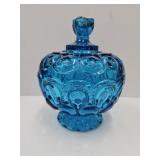 L.E. Smith Moon & Stars Covered Compote Dish 8"