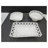 Lattice  Milk Glass 5 to  8" Wide