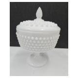 Hobnail Fenton Covered Candy  Compote 9" h