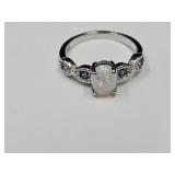 New 925 Silver Ring w Opal Set Sz 8