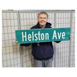Metal HELSTON AVE Sign 36" x 9"
