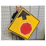 Metal STOP AHEAD Sign 36" x36"