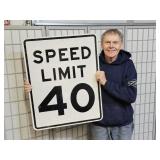 Metal SPEED LIMIT 40 MPH Sign 24" x 30"