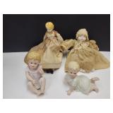Andrea & Sadek Porcelain & Bisque Dolls 9" & 10"
