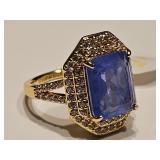 Size 7 Blue Topaz Ring 10KG Over Jewelers Bronze