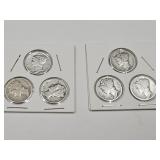 6 VF Mercury Dimes Diff Dates