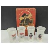 Hopalong Cassidy Milk Glass Tumblers w Box