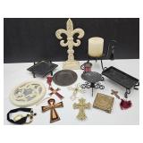 Cast Iron Fleur- De- Lis14" h & Home Decor CandleS