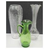 Crackle Glass Vase & 5.5" Pitcher