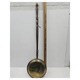 Antique England Etches Brass & Wood Bed Warmer