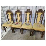4 VTG VA  Stanley High Back Chairs w Needlepoint