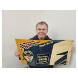 Steve Barth Signed Metal Skoal Racing Sign 29 x13"