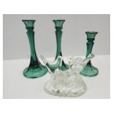 Ind. Glass Candle Holders & Love Birds PaperWeight
