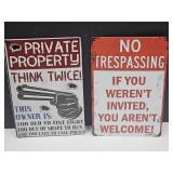 New No Trespassing Metal Signs 8" x 12"