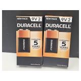 2 New Boxes 9 V Duracell Batteries 2 Per Box