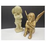 2 Cherub Angels 16.5" h & Angel w Bunny 19"h