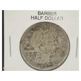 1909 S Silver Barber 1/2 Dollar Coin