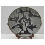 SIgned Pottery John Peterson Hanging Bowl 13"w