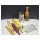 Vintage Rolling Pins, Slaw Cutter +