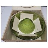 Vintage Green Soreno Chip & Dip Anchor Hocking