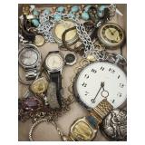 Lot of Watches & Pocket Watches & Costume Jewelry