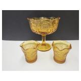 Amber Glass, Imperial GLass Compote & Tiara