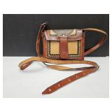 Leather Mexico Purse w Shoulder Strap VGC 6.5"W