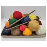 Vintage Wood Knitting Needles? & Yarn Lot