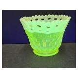 Fenton Uranium Opalescent Glass Basket