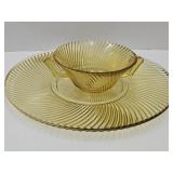Federal Glass Handled Dish & Platter SEE Chip