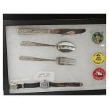 Display w Hopalong Utensils Set, Buttons & Watch