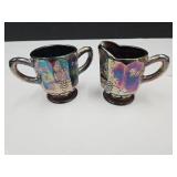 Indiana Carnival Glass Cream & Sugar 3.5"h