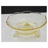 Vintage Yellow Depression Ware Footed Bowl  8"w