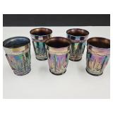 Lot of 5 Carnival Glass Cactus Tumblers