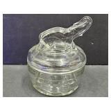 VTG Jeannette Glass Elephant Dresser Powder Jar