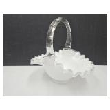 VTG Fenton Silver Crest Crimped Glass Basket