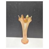 Vintage Carnival Peach Luster Swung Vase 9"