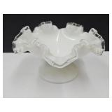 VTG Fenton Ruffled Pedestal Bowl  7" w