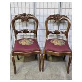 Rose Back Chairs w Needlepoint Seats