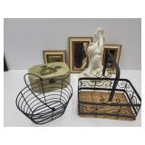 3 Case Mirror Set, Cherub Angel, Wire Baskets