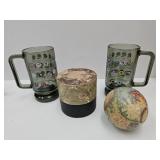 Vintage NFL Team  Glass Mugs & 3 1/2" Globe