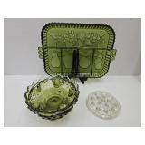 Fenton Hobnail Candle Holder, Flower Frog &Tray