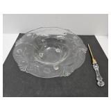 Fostoria Crystal Letter Oper & Etched Footed Bowl
