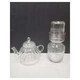 Teapot w/Glass Infuser, Etched Barware
