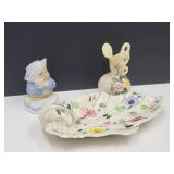 Blue Ridge Pottery Dish& Floral Hand Painted Vase+