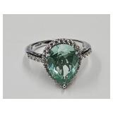 Sterling Silver Caribbean Aqua  Ring SZ 8 1/2