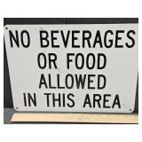 VTG Metal Sign NO  BEVERAGES OR FOOD 14 x 10"