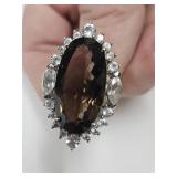 Sterling Silver Smokey Quartz Ring sz 5 1/2