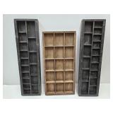 3 Wood Boxes for Miniatures 4 3/4 x17.5" & 7.5x15